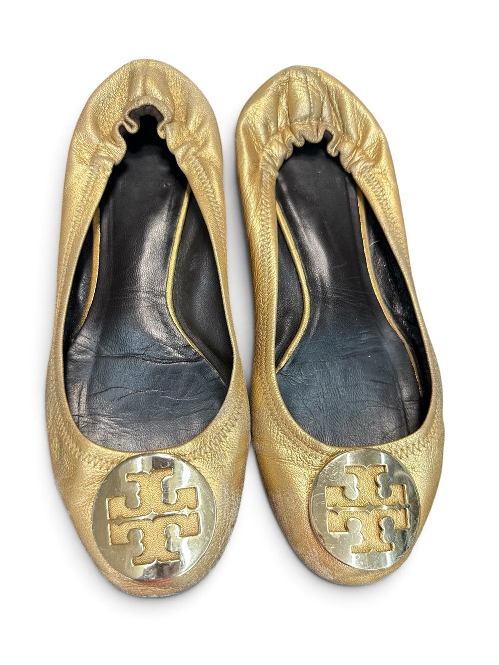 Tory Burch Gold Leather Ballet Flats size 8